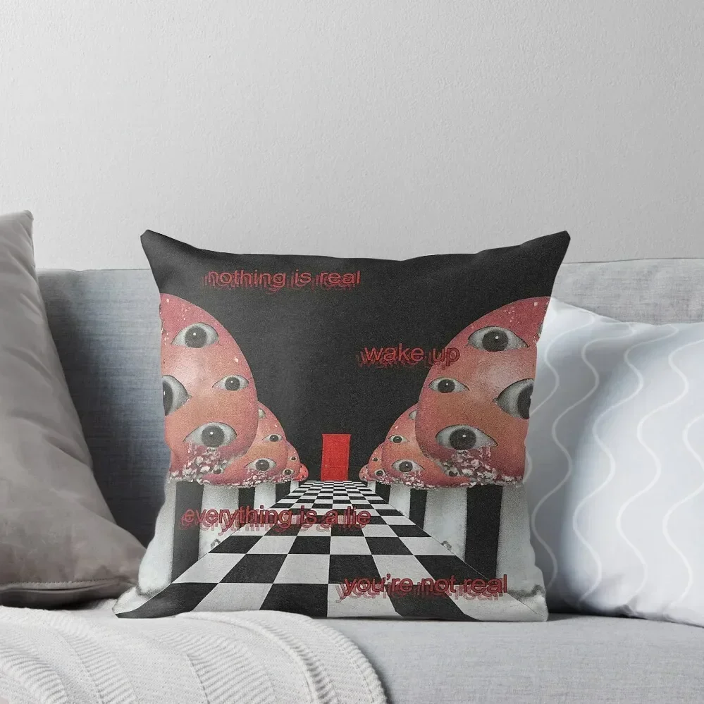 Weirdcore Aesthetic Mushroom Eyes Strangecore Traumacore Throw Pillow bed pillows Christmas Pillow Covers pillow