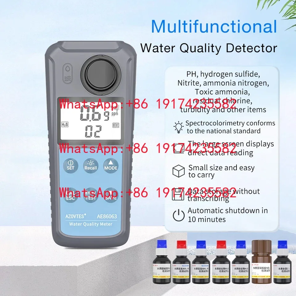 Digital Turbidimeter Turbidity Meter Tester Multiparameter Water Quality Detector PH Ammonia Nitrogen Residual Chlorine
