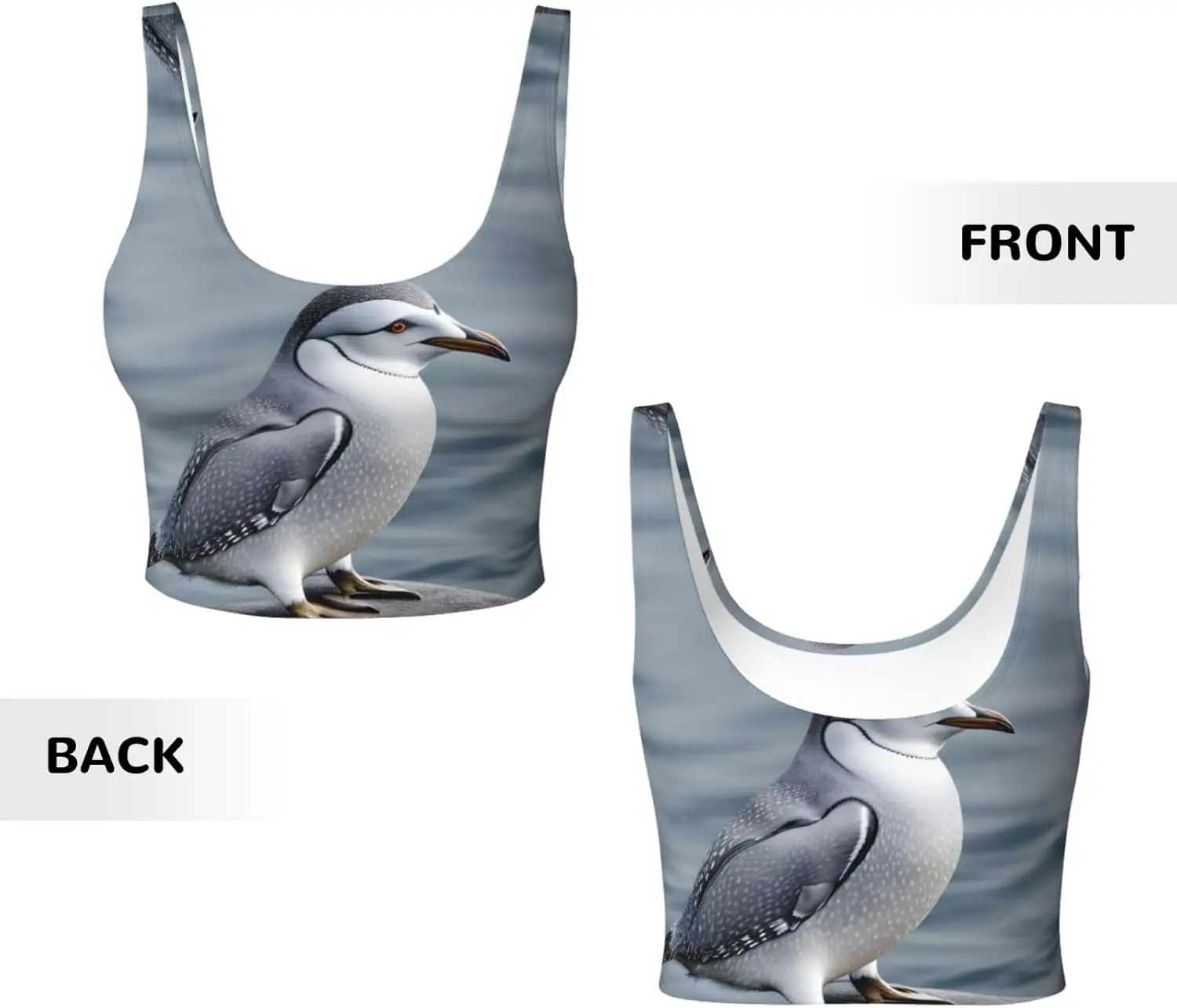 グレー ペンギン プリント レディース スポーツ ベスト ヨガ ワークアウト フィットネス用 - アスレチックな女の子向けカジュアル ノースリーブ、ブラック、XL