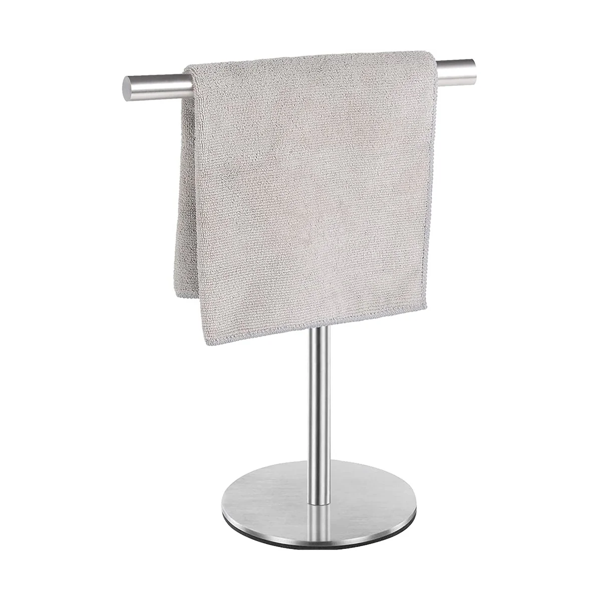 Brushed Finish Standing Towel Rack, Heavy Duty Base, Stainless Steel T-Shaped Hand Towel Stand for Bathroom, Kitchen.