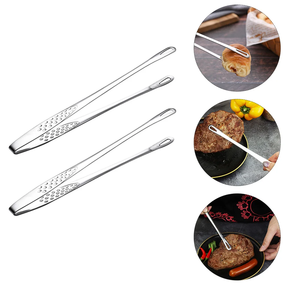 

2Pcs Stainless Steel Kitchen Clip BBQ Tongs Food Clamp Bread Tool Dishwasher Suitable Easy Clean Anti Rust for Barbecue