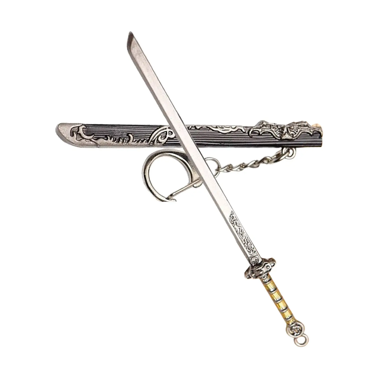 

5Pcs Sword Shaped Metal Bookmark Keychain Mini Katana Pendant Zinc Alloy Ancient Sword Book Marker Gift for Men