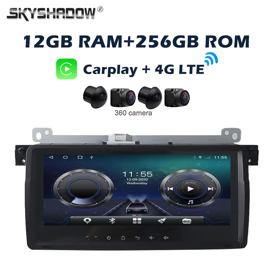 8.8inch SIM Carplay Auto Android 14.0 12G+256G IPS Car DVD Player GPS WIFI Bluetooth RDS Radio for BMW 3 E46 M3 Rover 75 MG ZT