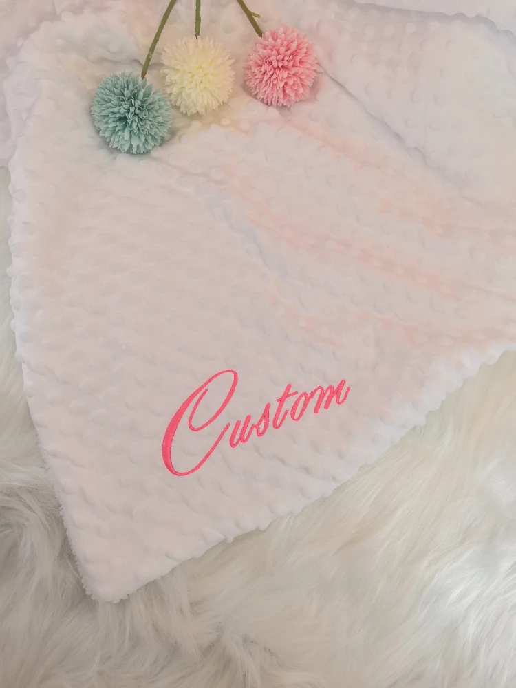 Embroidery Customized Name Baby New Born baby bib Gift Warm Lightweight Blanket Swaddling Security Gentle Twins Four Seasons