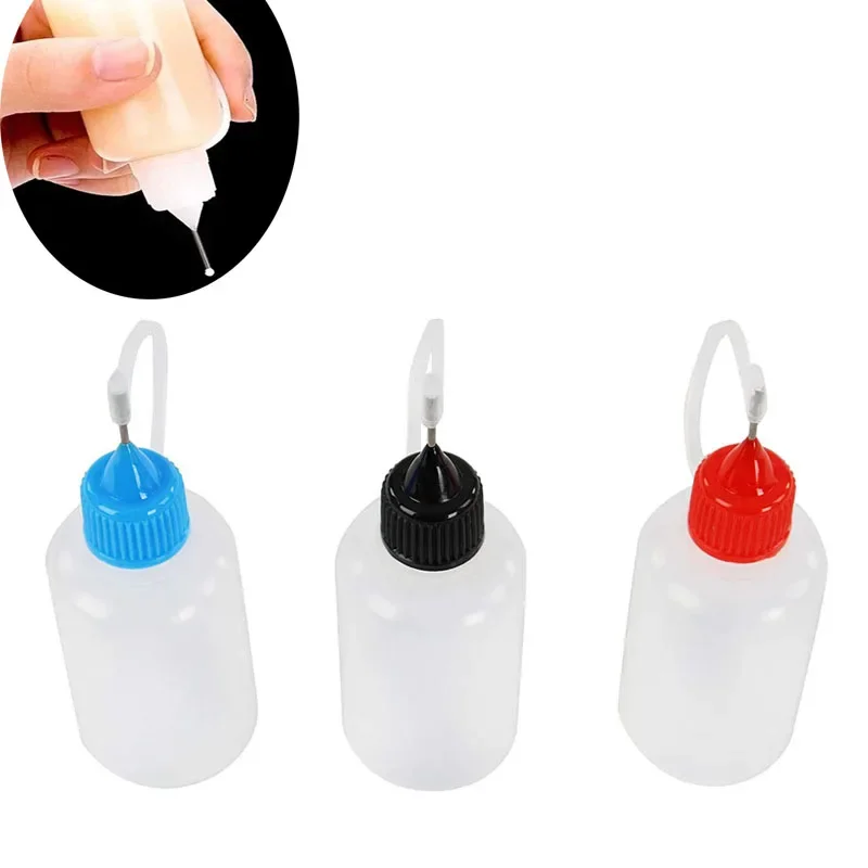 10PCS 3-120ML Empty Precision Tip Applicator Bottles Refillable Sample Container Needle Tip Squeeze for Pigment Essential Oil