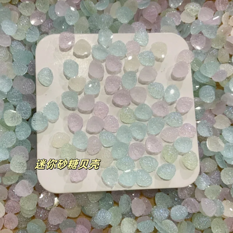 7.7mm Mini Sugar Frosted Shell Flatback Resin Ornaments 100Pcs Handmade Jewelry Nail Art Scrapbook Phone Case Decor Supplies