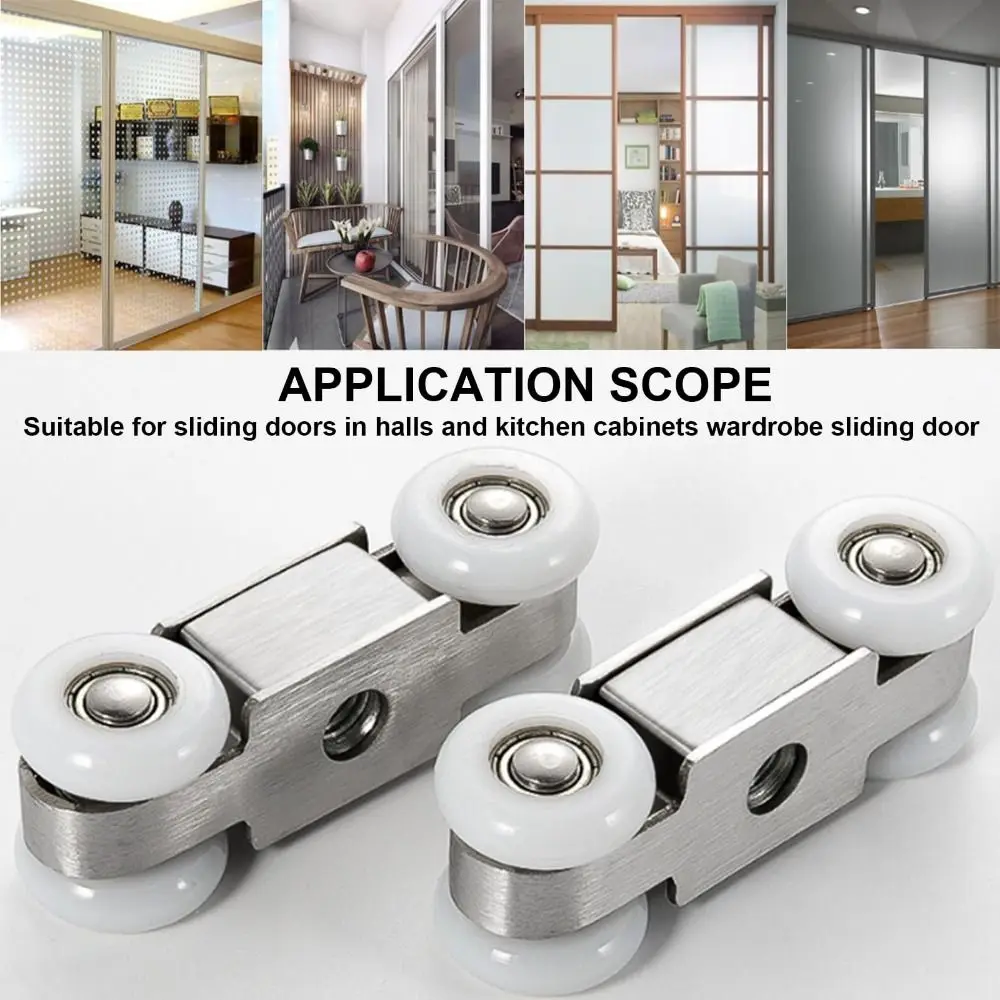 Roue suspendue pour porte coulissante en acier inoxydable, rouleau silencieux, poulie de porte coulissante à haute charge, rouleau lisse épais