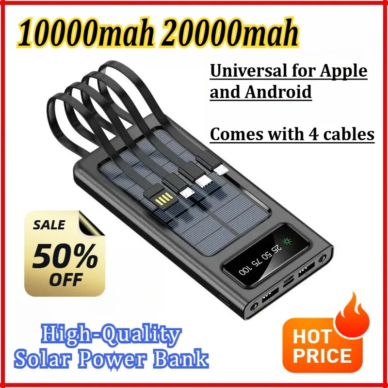 

Ultra Capacity 10000mAh 20000mAh Solar Power Bank For iPhone for Samsung 4 in1 Super Fast Charging USB TypeC LED Light Outdoor
