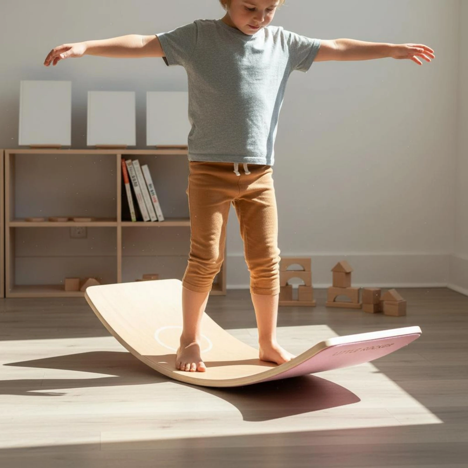 Planche d'équilibre en bois incurvée, 5 pièces, pour la coordination, jouet d'activité pour enfants, approche d'apprentissage enfantin