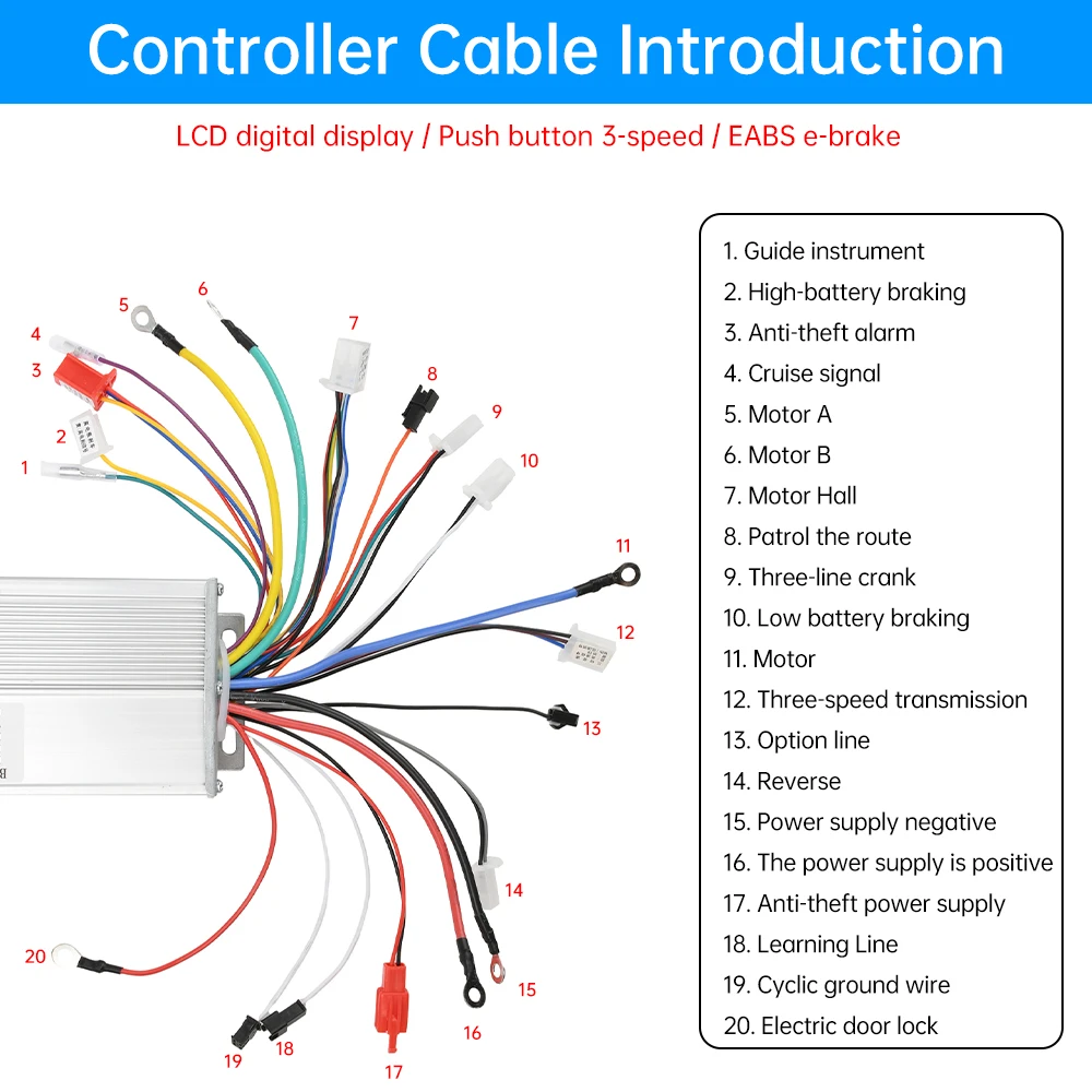 1200W-1500W Universal Intelligent Controller Dual-mode Electric Vehicle Brushless Controller Three-speed Control