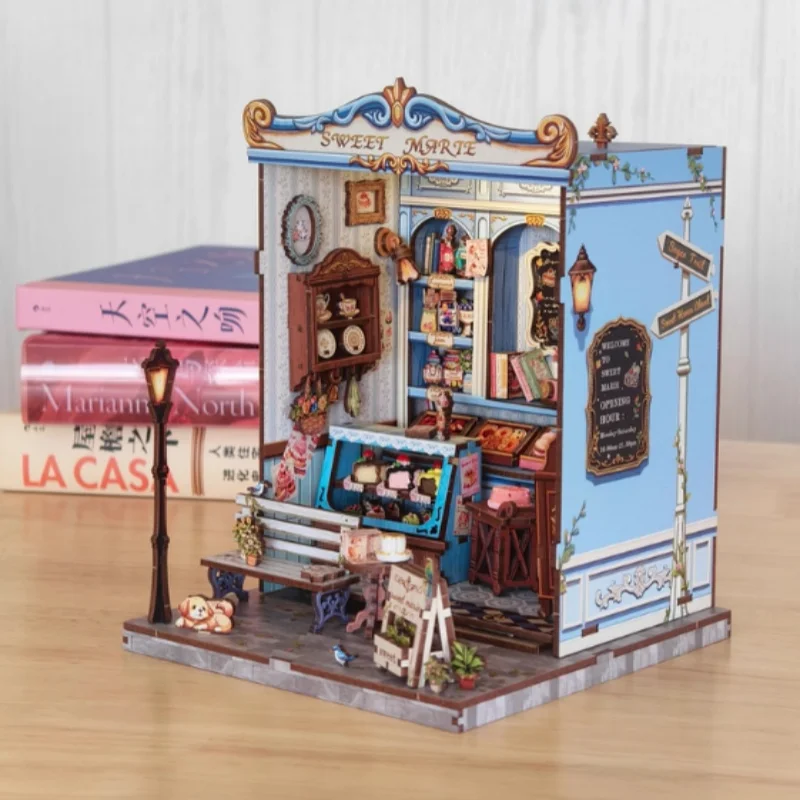كوتيبي معطر كوخ صناعة يدوية لتقوم بها بنفسك متجر الزهور منزل صغير مدينة المشي تجميع خشبي نموذج ثلاثية الأبعاد لغز هدايا للفتيات