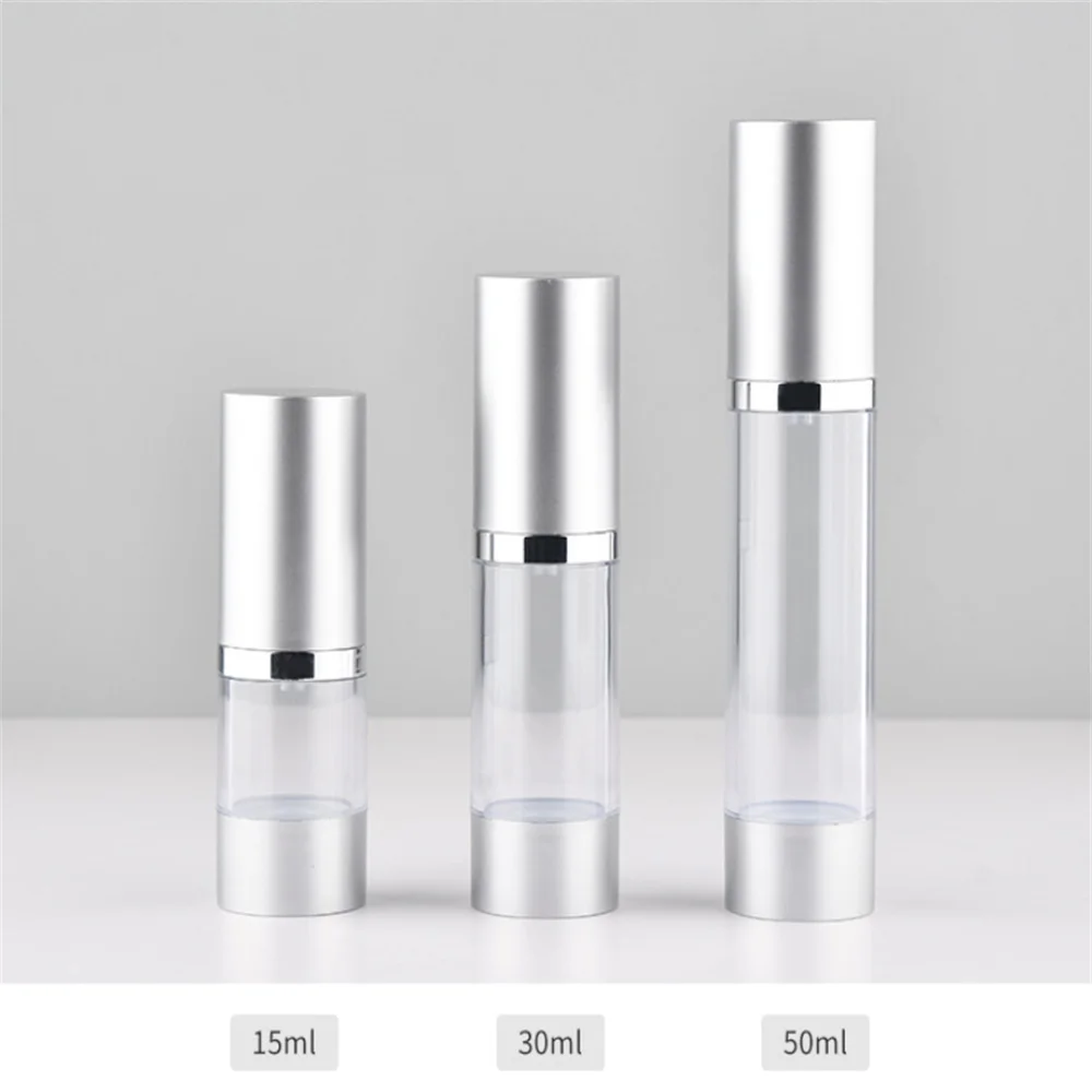 15ml/30ml/50ml UV Hot Silver Vacuum Spray Bottle Lotion Transparent Refillable Bottle Airless Pump Perfume Essence Sub-bottle