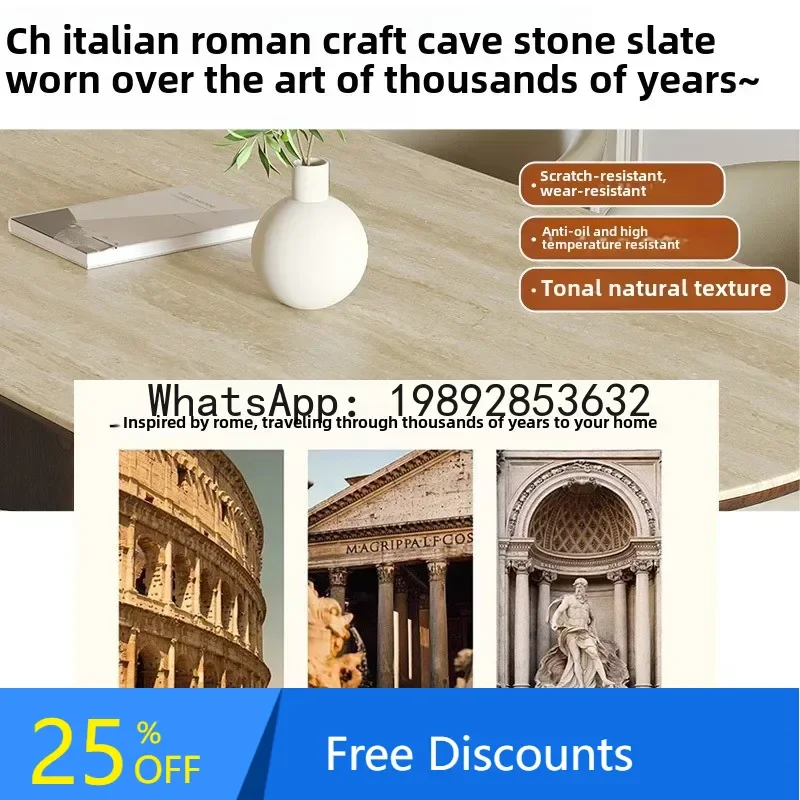 

retro solid wood rock slab dining table rectangular household dining table one table four or six chairs combination