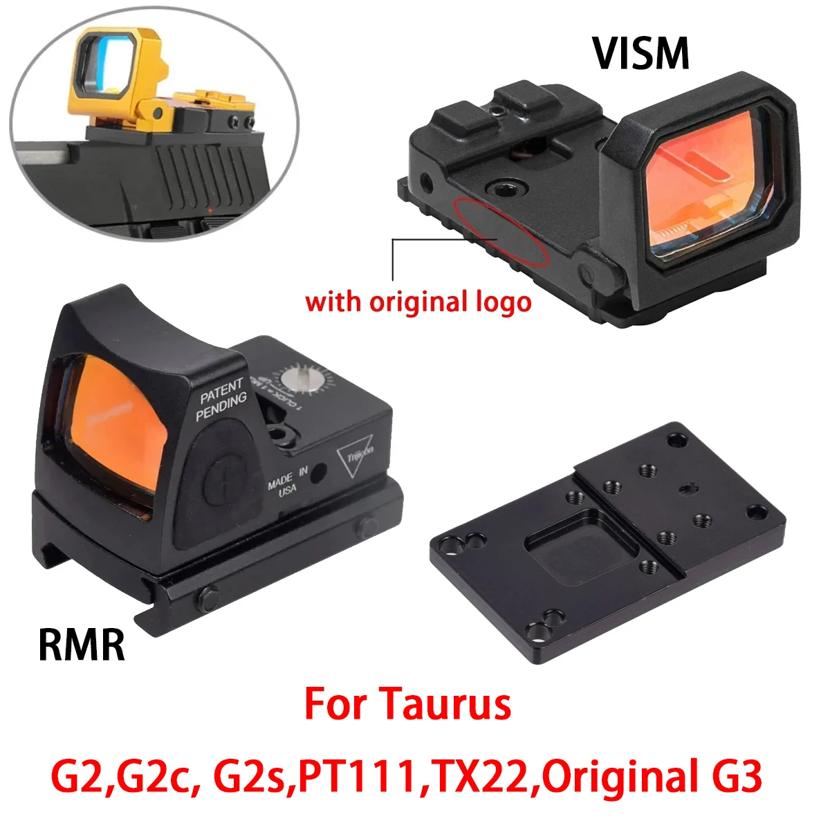 

Trijicon RMR VISM Flip Up Sight Red Dot Scope Airsoft Rifle Handgun Reflex Sight For Pistol Taurus G2 G2c G2s PT111 Original G3