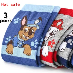 6pieces=3pairs Genuine Paw patrol Baby cotton sock kids plush socks chase skye children toy figure Birthday gift for age 3-8Y