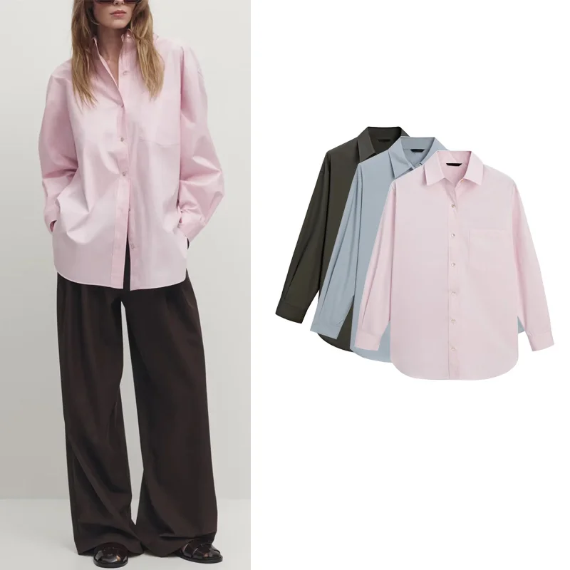 

MD Women's Summer New mat Commuter Sle Long Sve Collar irt Loose Fit Polyester Fiber 00% Casual irt