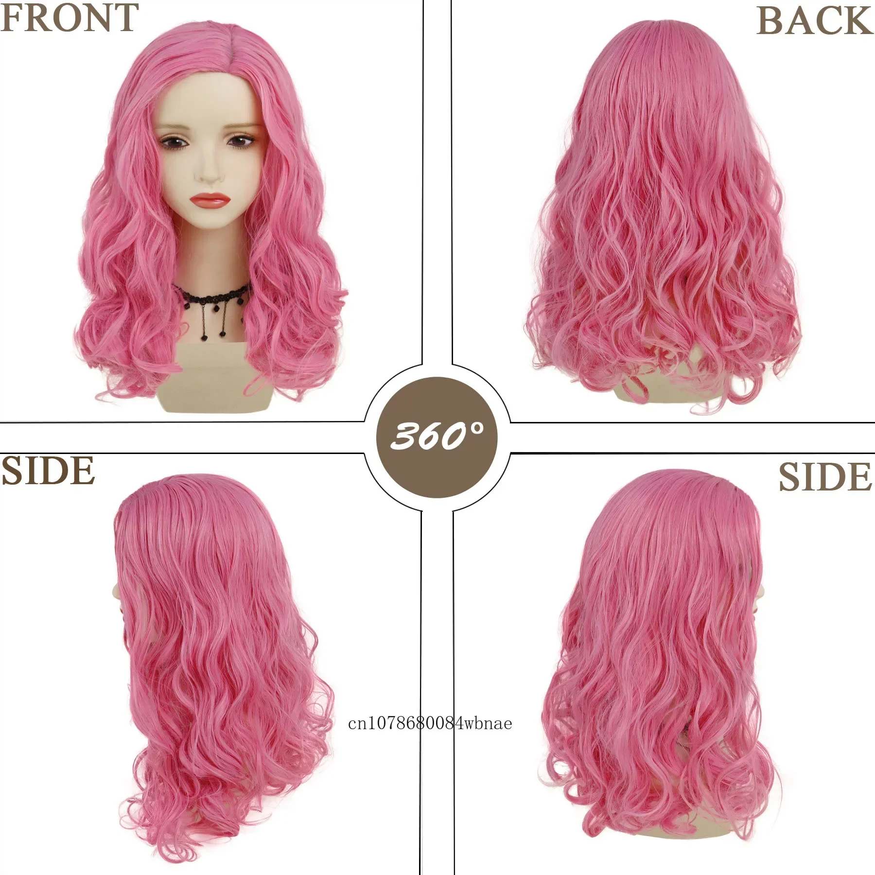 Schattige Prinses Roze Pruiken Synthetische Lange Golvende Pruik voor Vrouwen Meisjes Past Alle Film Cosplay Dress Up Party Gebruik Halloween Kostuum Pruik