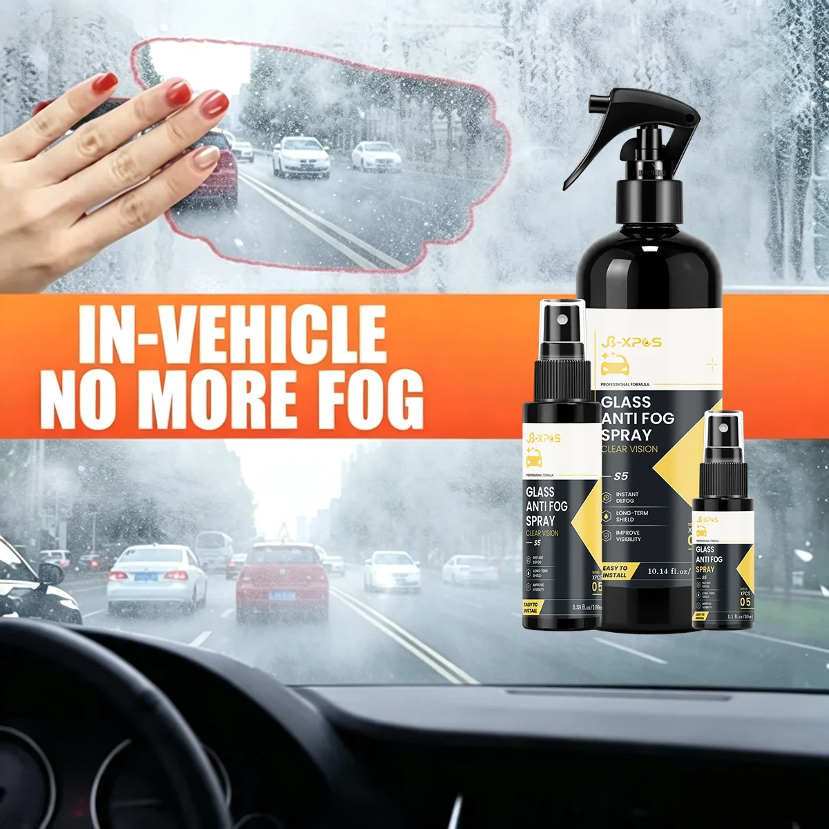 Car Glass Anti‑Fog Spray, Clear Vision Windshield Anti‑Fog Agent for Auto Window Mirror YT0105