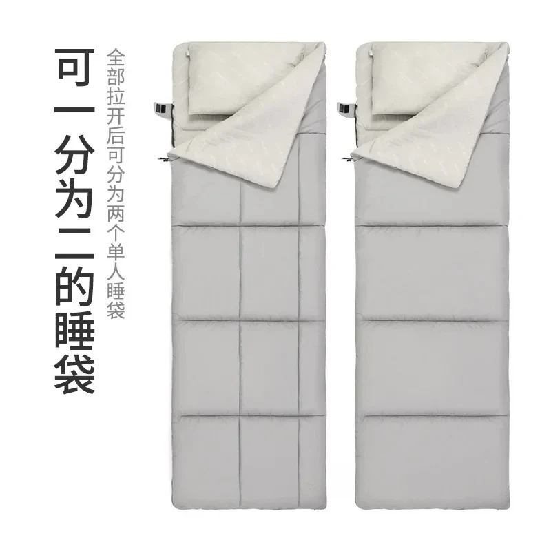 Double Cotton Sleeping Bag for Adult, Outdoor Camping Tent, Large Space, Warm, NH21MSD05, Autumn and Winter