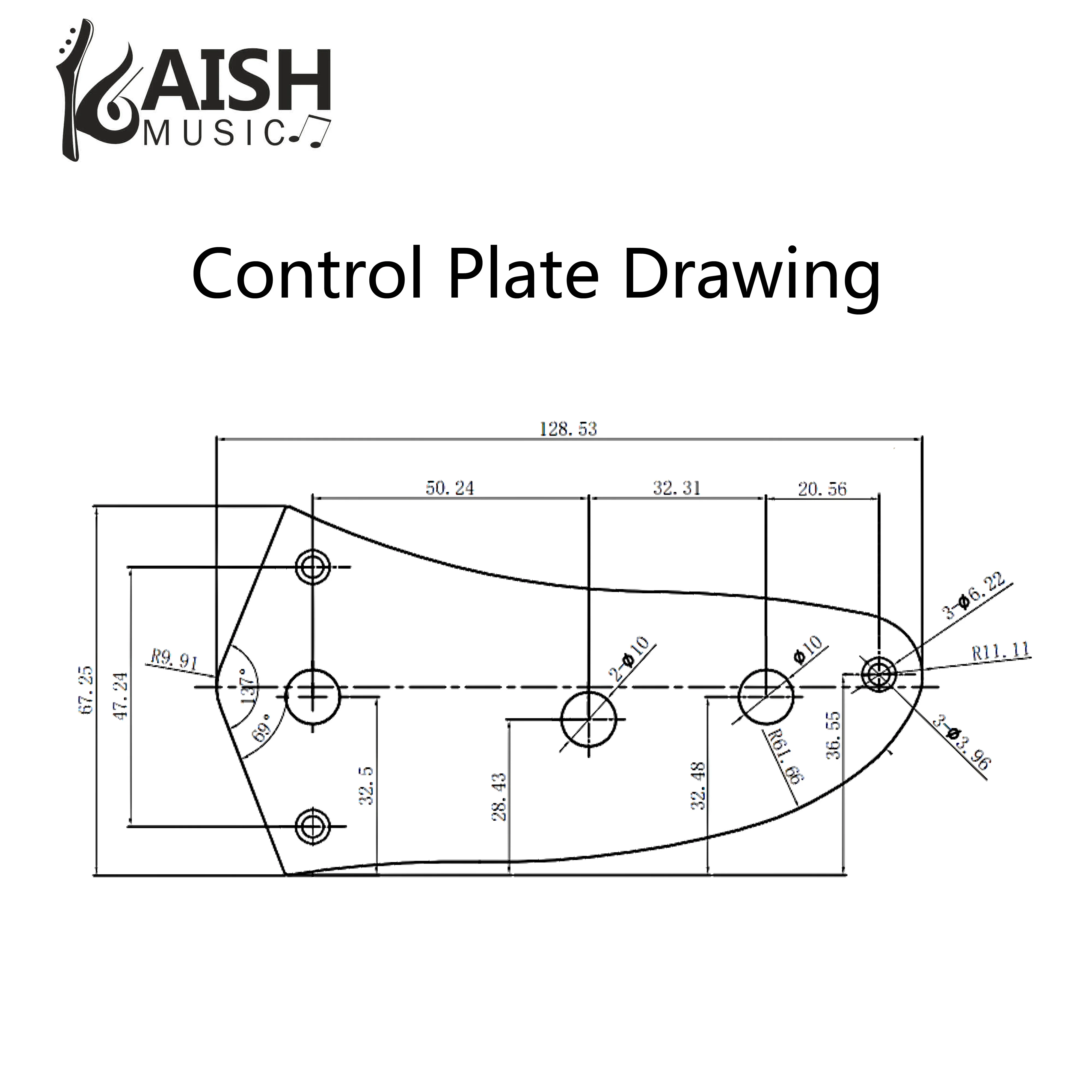 KAISH Bottom Control Plate Volume/Tone Lower Control Plate with mounting screws for Fender Jaguar Guitars