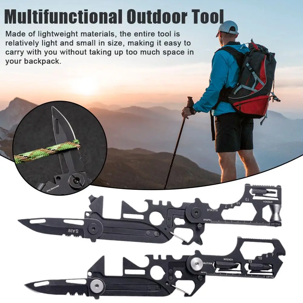 Multifunctional Outdoor Tool Combination Card Folding Army Bicycle Gear Repair Equipment Scissor Mini Tactical Camping EDC X4L1