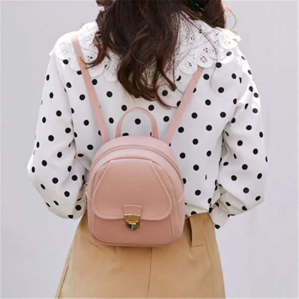 Fashion Women Mini Backpack PU Leather Small Bagpack Multi-Function Shoulder Bag School Backpack For Teenage Girls