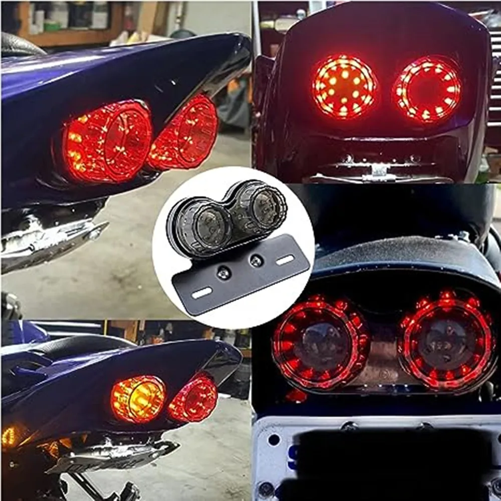 Smoke/Red 12V LED Motorcycle Tail Light Integrated Brake Turn Signal Light with License Plate Bracket For Harley Honda Yamaha image 6