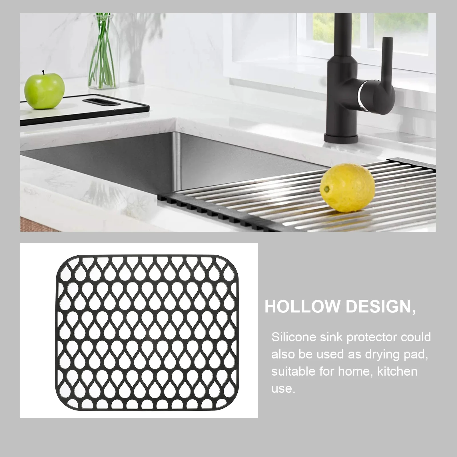 

Silicone Sink Mat Pads for Kitchen Black Small Size Drainage Grid Mats Protectors Stainless Steel Sink Accessories