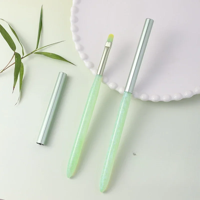 1PCS Green Fresh Cute Nail Brush Nail Art Brushes Line Painting Brushes Crystal Acrylic Thin Liner Drawing Pen Manicure Decor