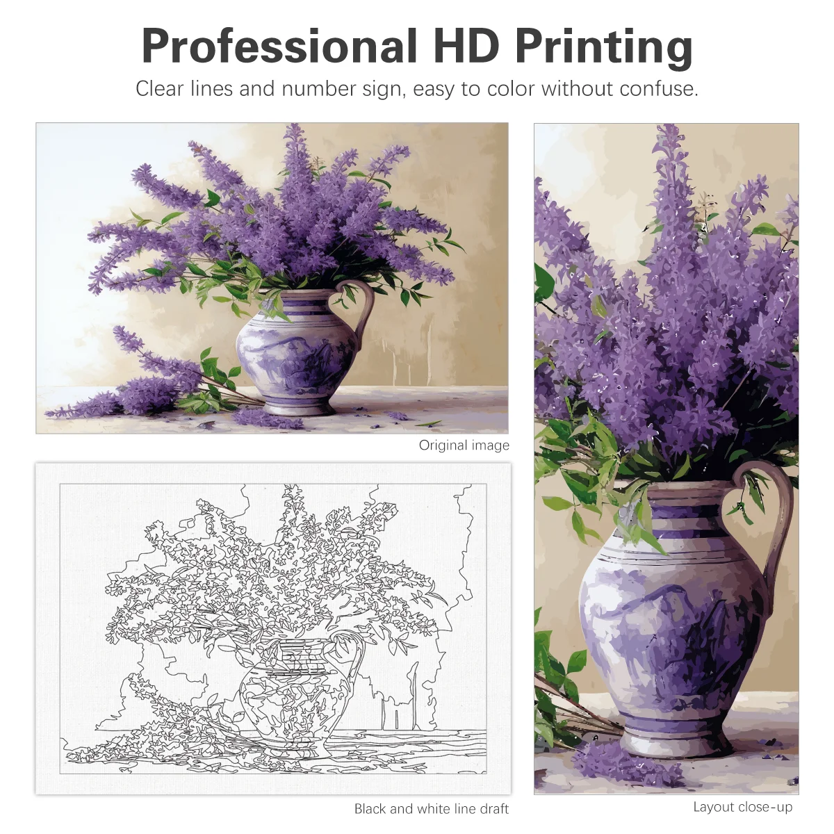 RUOPOTY Frame Lavender Vase Diy Painting By Numbers For Adults Kits Flowers Picture On Numbers Acrylic Paint For Home Decors