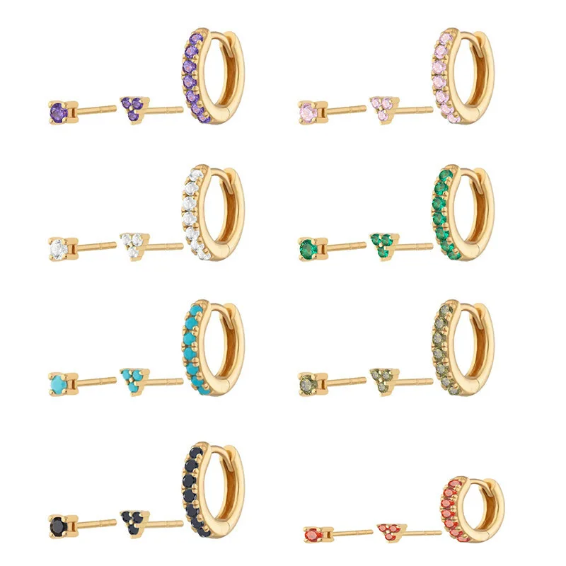 أقراط الماس ترينيتي، أقراط مرصعة، طراز INS، موضة، متعددة الاستخدامات، أقراط عصرية، أقراط، أقراط، نسائية