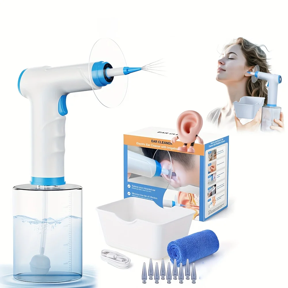 Elektrisches Werkzeug zum Entfernen von Ohrenschmalz, 4-Druckmodus-Ohrspül-Set mit Ohrenreiniger, Gesundheitsfürsorge für Erwachsene, Kinder-Gehörkanal-Waschmaschinen-Sets