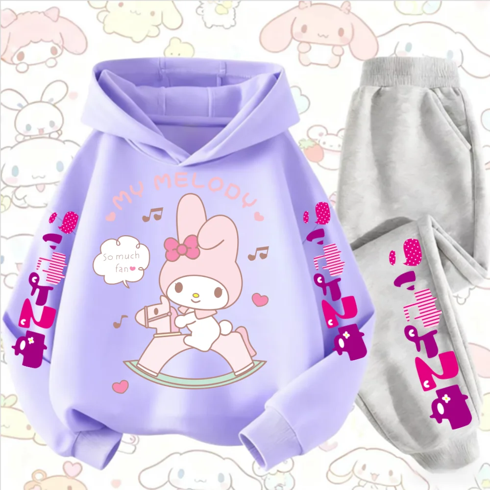 

Spring and autumn children's cute Sanrio printed clothes suit children's Kawaii pullover and pants clothing sportswear