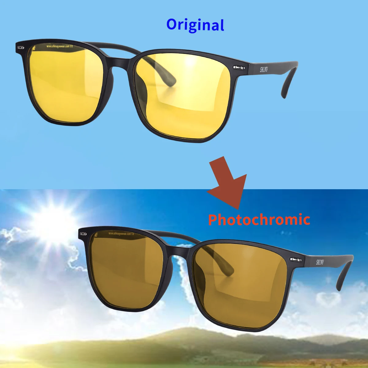 

Фотохромные солнцезащитные очки SHINU, очки ночного видения для вождения, синий свет, компьютерные очки, дневные и ночные очки для вождения