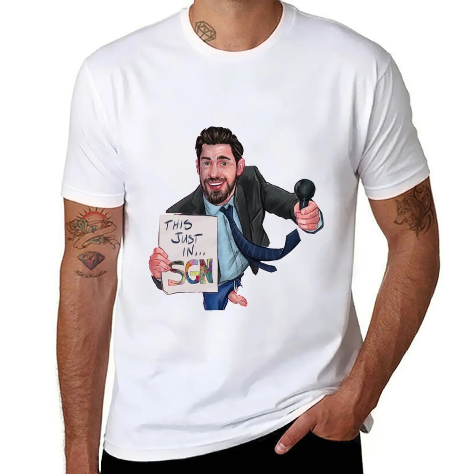 

John Krasinski SGN-Some Good News T-Shirt t shirts for man cotton funny cotton t shirt pack T-Shirt