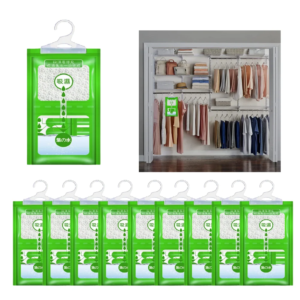 

10PCS Moisture Absorber Hanging Bag Moldproof Wardrobe Antihumidity Bags Dry Bag Dehumidification for Closet Indoor Desiccant