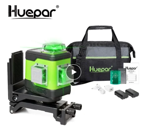 

Huepar 503CG 3D Cross Line Self-Leveling 3x360 Green Beam Three-Plane Leveling & Alignment Laser Level With Li-ion Battery