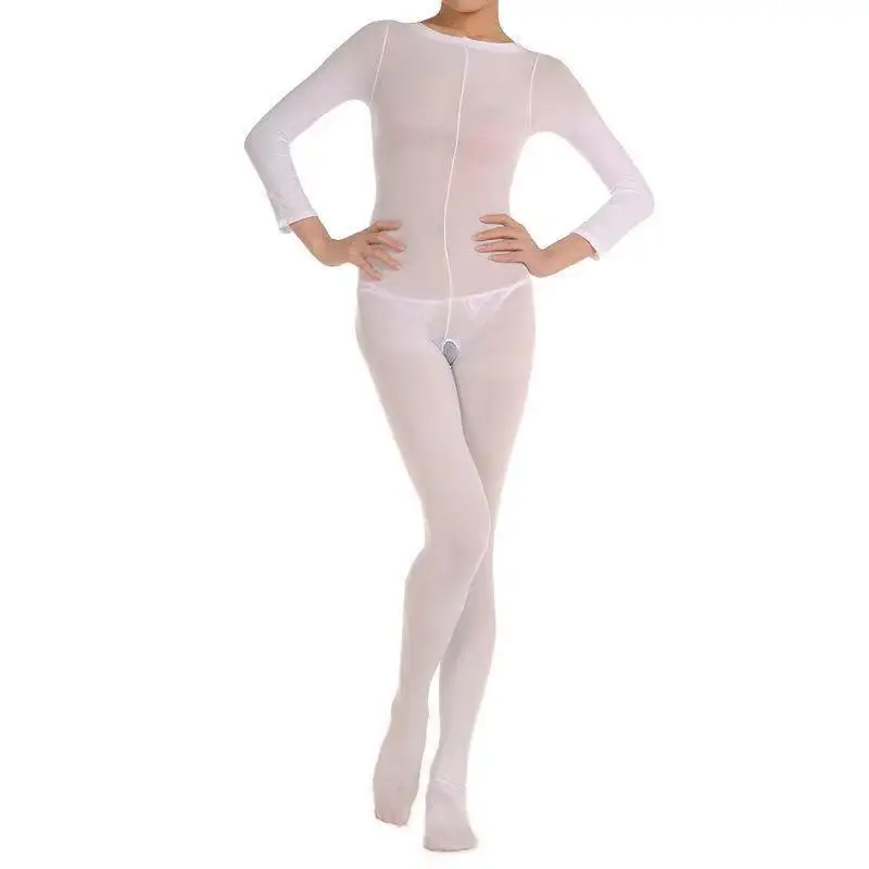 Skin Color Dance Stockings Clothing One-Piece Stockings Sexy Padded Flesh Color Long Sleeve Open without Open Crotch Full Body B