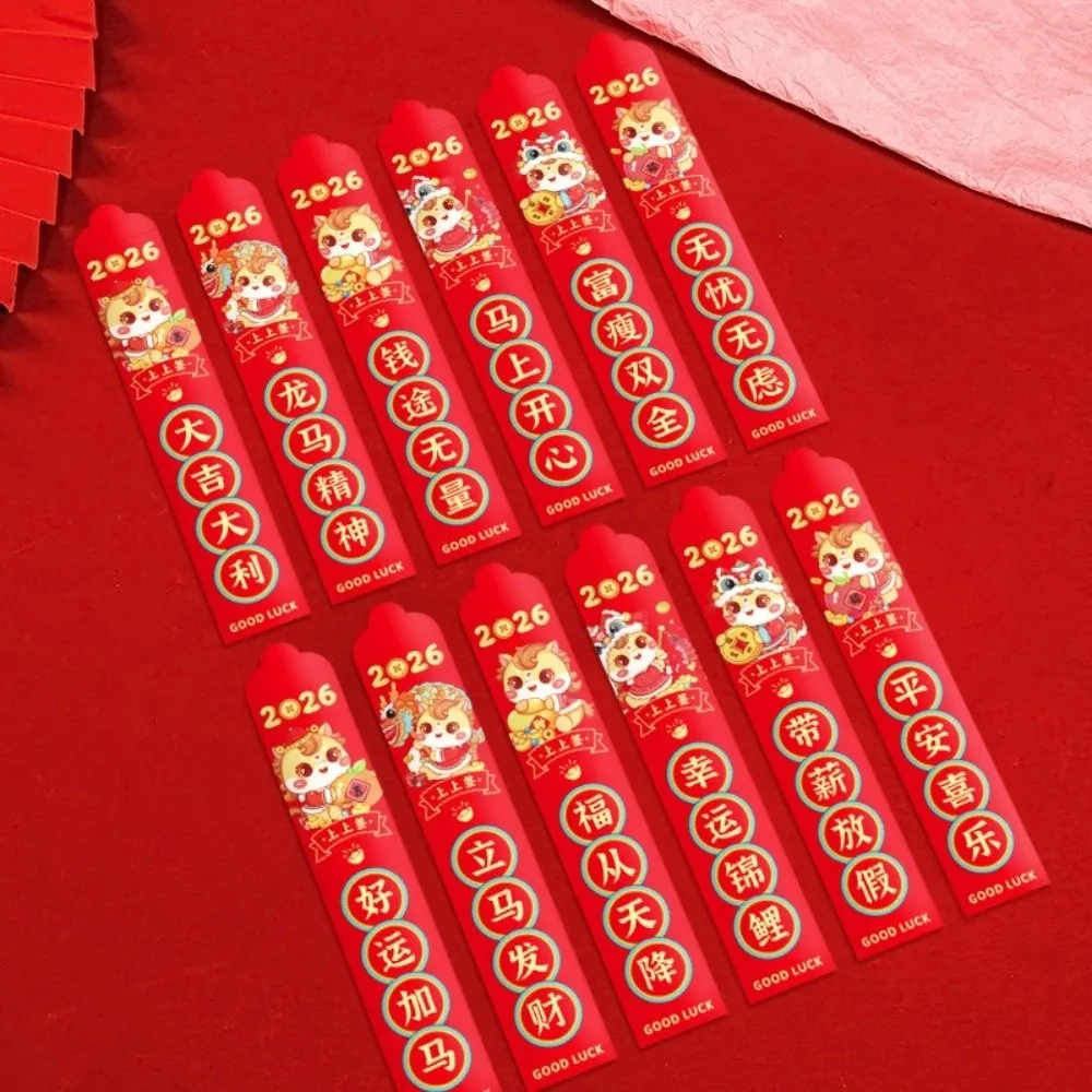 

12pcs Chinese Style Draw Lots Red Envelope Good Luck Traditional Lucky Draw Red Pockets Blessing Paper Surprise Boxes Pockets
