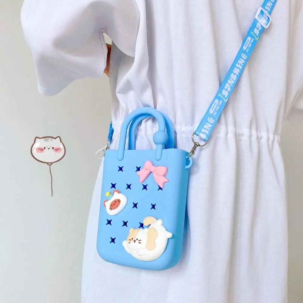 Fashion Waterproof Handbag with Holes DIY Portable Children\'s Handbag Mini Silica Gel Cartoon Coin Wallet Vacation