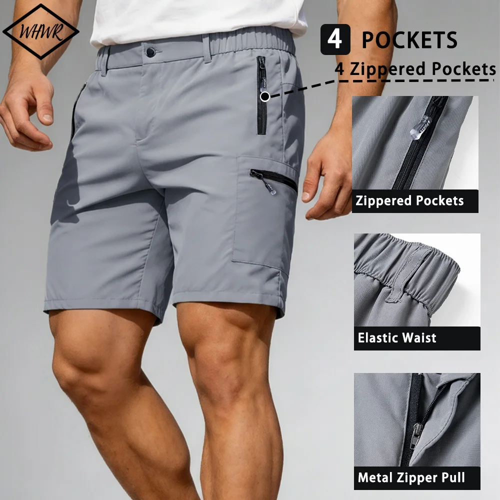 

Мужские шорты-карго с множеством карманов, быстросохнущие, водоотталкивающие, для активного отдыха, однотонные, повседневные, с 4 карманами
