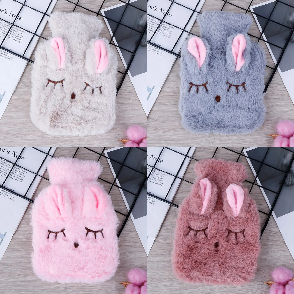 Cartoon Plush Bear Hot Water Bottle Water Filling Teddy Velvet Mini Hot Water Bottles Hand Warmer Girls Hand Feet Hot Water Bags