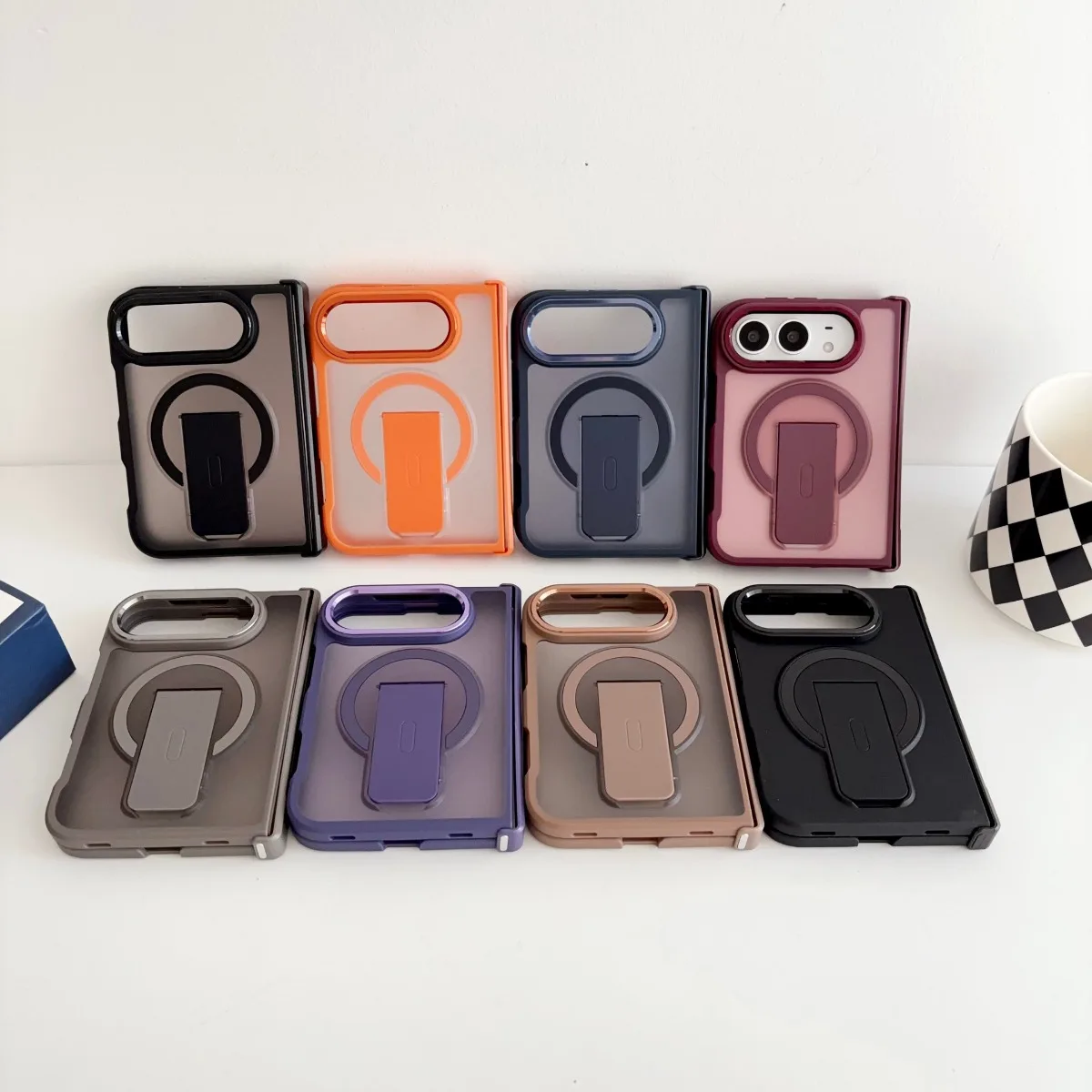 For IPhone Duo Magnetic Phone Case Shockproof Armor Matte Case for IPhone Duo for Magsafe Wireless Charge with Stand Full Cover view 6