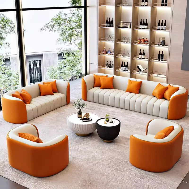 SofaBusiness Reception Sofa Coffee Table Combination Light Luxury Sales Office Leisure Office Hotel Lobby Meeting Guests Negotia