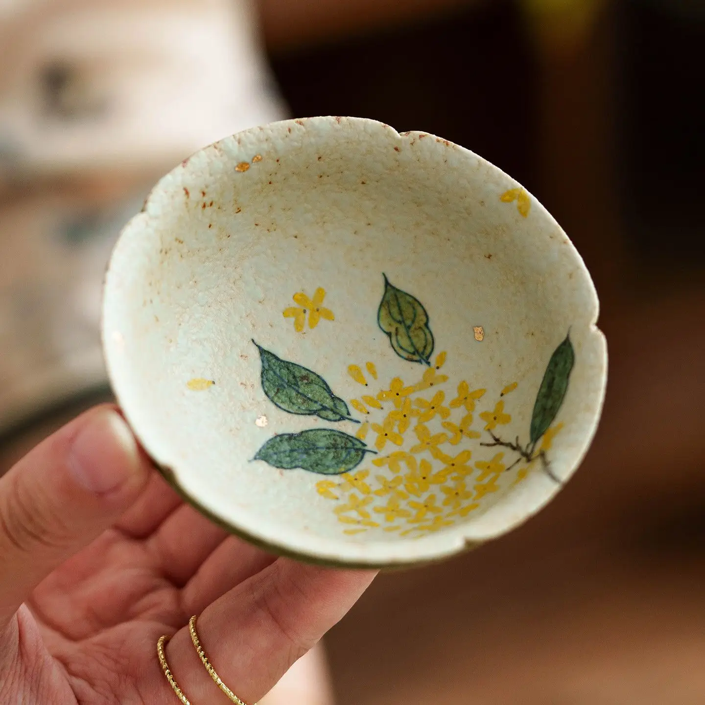 

Peacock Green Flint Red Host Cup Ceramic Tea Cup Osmanthus Conical Hat Cup Kung Fu Tea Set