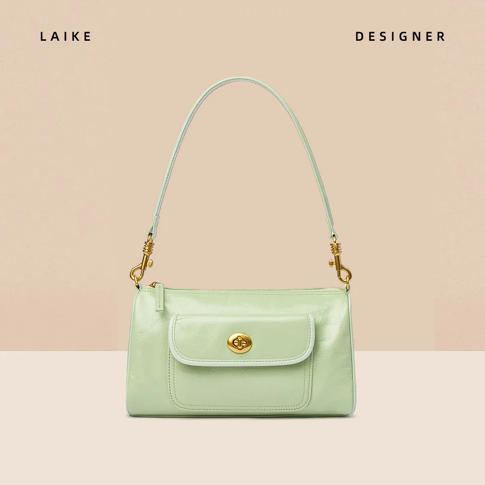 

Premium texture niche commuter leather shoulder bag women's new literary lock armpit bag retro versatile messenger bag