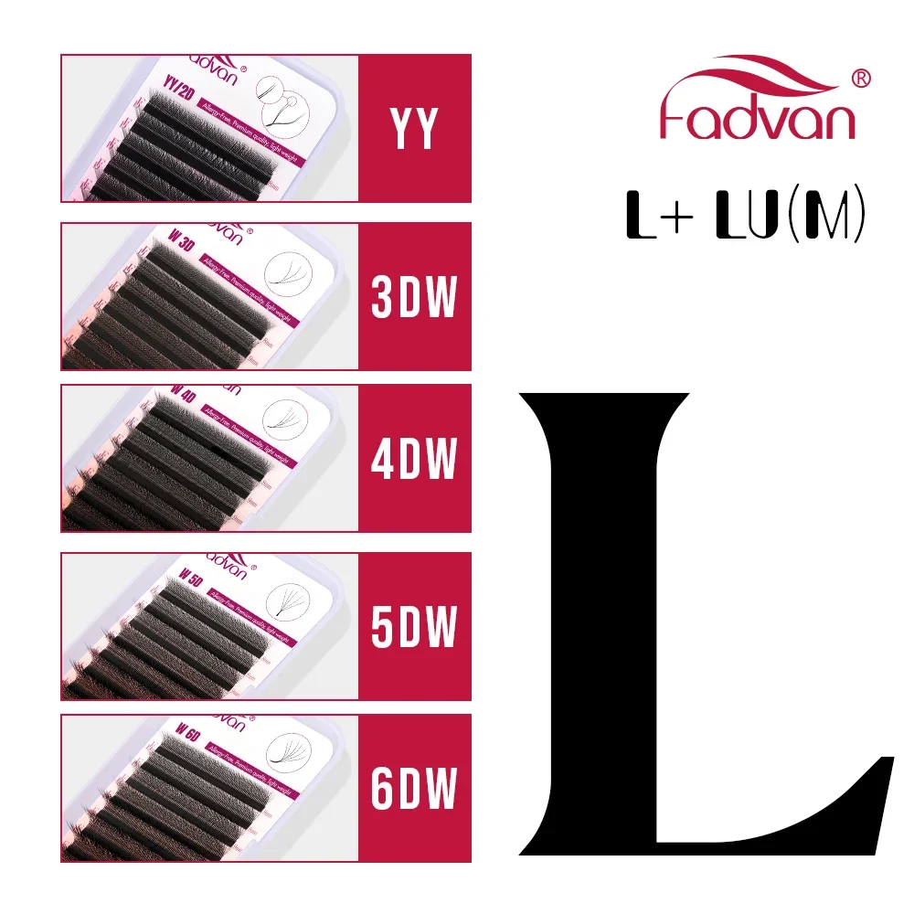 Fadvan L/ L+/LU (M) Curl YY 3D 4D 5D 6D False Lashes 12 Lines Eyelash Extensions Makeup Supplies Fadvan False EyeLash