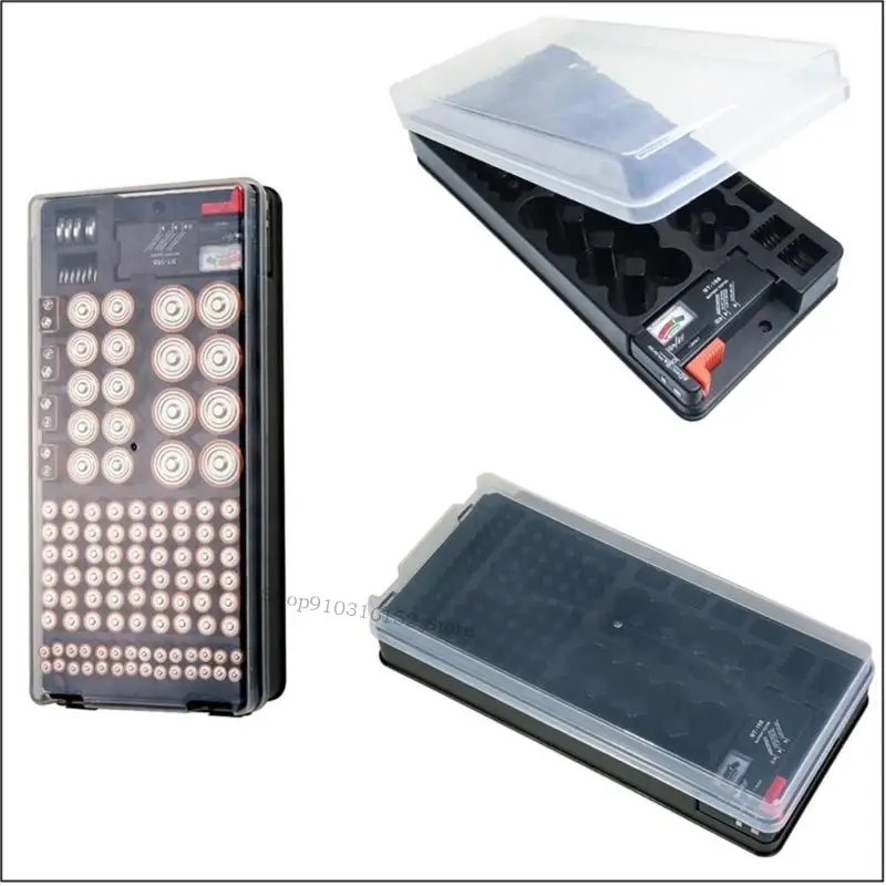 

MultiPurpose Battery Storage Box Featuring Transparent Lid And Dustproof Design Holds 116Cells For Home Office Travel