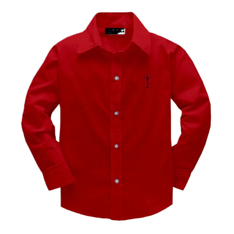 

Boys Girls Shirts Autumn Long Sleeve Tops Collar Embroidery School Uniform Attire Cotton Tees Kids Children Birthday Party Wear