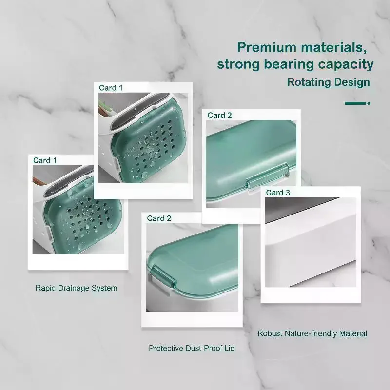 Kitchen Tableware Storage Box Rotatable Storage Rack: Chopsticks Spoon Fork Drain Rack Wall-mounted